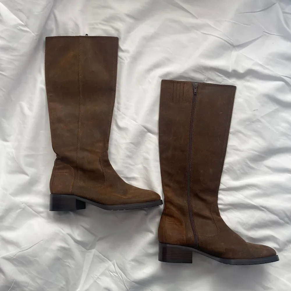 Vintage Donald Pliner Brushed Suede Knee High Riding‎ Boots